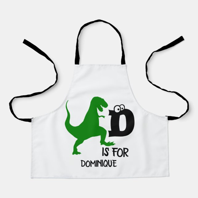 Tablier Monogramme personnalisé D pour Dinosaur mignon T R (Recto)