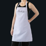 Tablier Monogramme personnalisé de nom de script personnal<br><div class="desc">Tablier de cuisine avec texte de monogramme personnalisé de nom de script moderne lavande lilas uni de couleur unie féminin élégant chic lavande lilas et noir. Personnalisez-le avec un nom, une citation, une phrase ou un texte. Idéal pour les cuisiniers, les chefs, la poterie, la céramique, l'artisanat, le travail, la...</div>