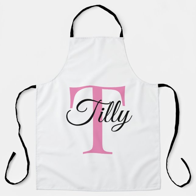 Tablier Monogramme Personnalisé En Poudre Pink Apron (Recto)