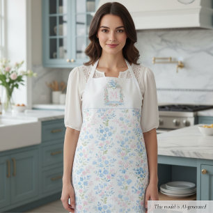 Tablier Monogramme personnalisé floral pastel