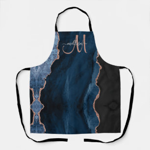Tablier Monogramme personnalisé Rose bleu chic Parties sci