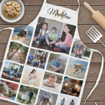 Tablier Monogramme Photo Collage Grille Motif Or Blanc<br><div class="desc">Célébrez les joies simples de la famille et des amis avec un élégant tablier de collage photo personnalisé. Si vous préférez un arrière - plan ou un texte dans des couleurs autres que le noir, le blanc et l'or, reportez-vous aux instructions ci-dessous. (CONSEIL EN MATIÈRE DE PLACEMENT D'IMAGE : Une...</div>