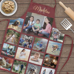 Tablier Monogramme Photo Collage Motif Bourgogne & Or<br><div class="desc">Célébrez les joies simples de la famille et des amis avec un élégant tablier de collage photo personnalisé. Si vous préférez un arrière - plan ou un texte dans des couleurs autres que le bordeaux et l'or, consultez les instructions ci-dessous. (CONSEIL EN MATIÈRE DE PLACEMENT D'IMAGE : Une façon simple...</div>