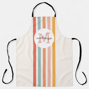Tablier Monogramme Retro Grandes Colorées Personnalisées