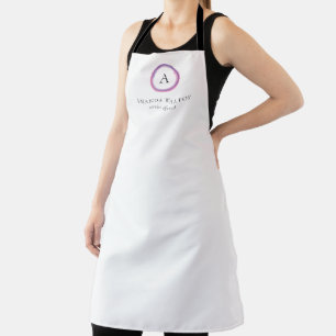 Tablier Monogramme Rose et Violet Entreprise Moderne