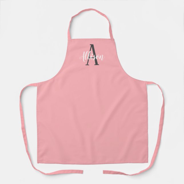 Tablier Monogramme rose rose corail chic moderne Personnal (Recto)