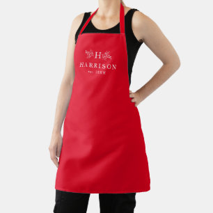 Tablier Monogramme rustique en vacances rouges