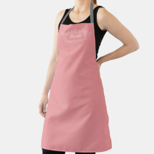 Tablier Monogramme simple Élégant de Cuisine rose