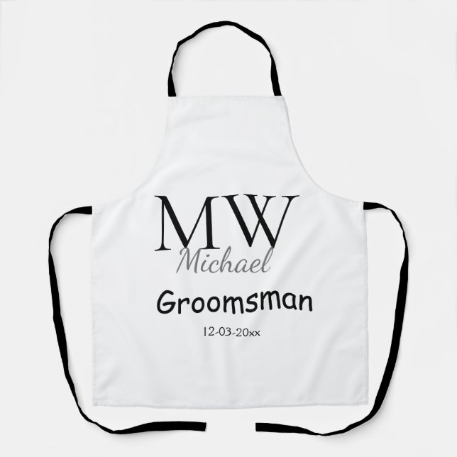 Tablier monogramme simple personnalisé nom groomsman minim (Recto)
