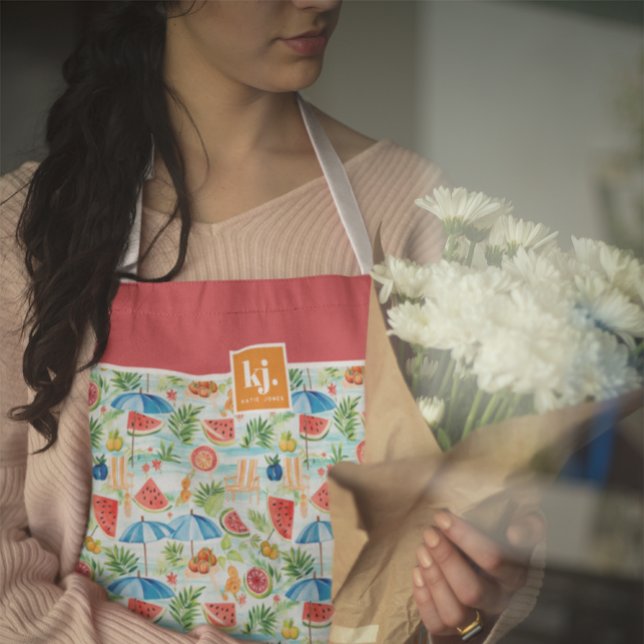 Tablier Monogramme Stylé Été Amusant (Créateur téléchargé)