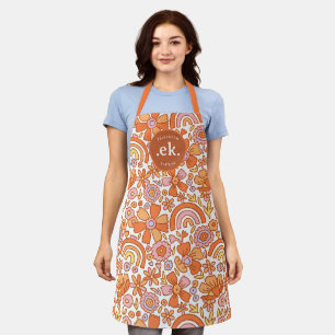 Tablier Monogramme super Retro Orange Florals