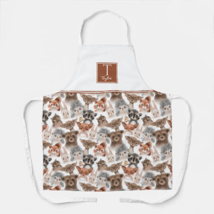 Tablier Monogramme sur mesure, animaux forestiers Motif de