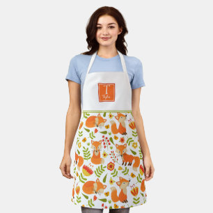 Tablier Monogramme sur mesure, Motif d'Orange mou et de Fo