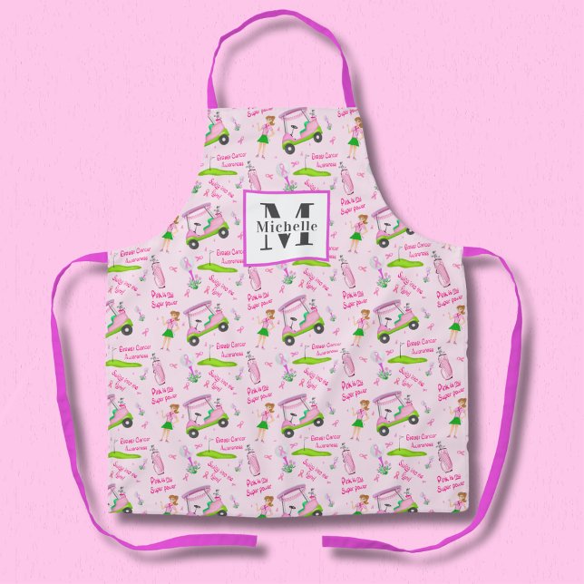 Tablier Monogramme Swing Pink Golfeuse Sensibilisation au  (Créateur téléchargé)
