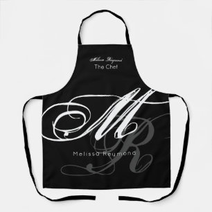 Tablier monogramme tout-sur-impression noir