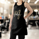 Tablier Monogramme typographique moderne minimaliste en or<br><div class="desc">Cuire dans le style avec le minimal noir et or moderne Monogramme Apron. Doté d'un design noir élégant et d'un monogramme typographique en or audacieux, cet tablier allie élégance moderne et fonctionnalité. Parfait pour la cuisine, la cuisson ou la grillade, il offre une couverture complète et le confort pendant que...</div>