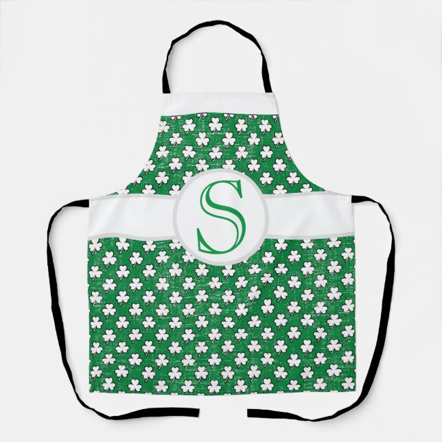 Tablier Monogrammed St. Paddy's Day Clover Motif Lucky (Recto)