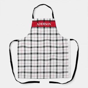 Tablier Monographie de Noël rouge blanc plaid Personnalisé