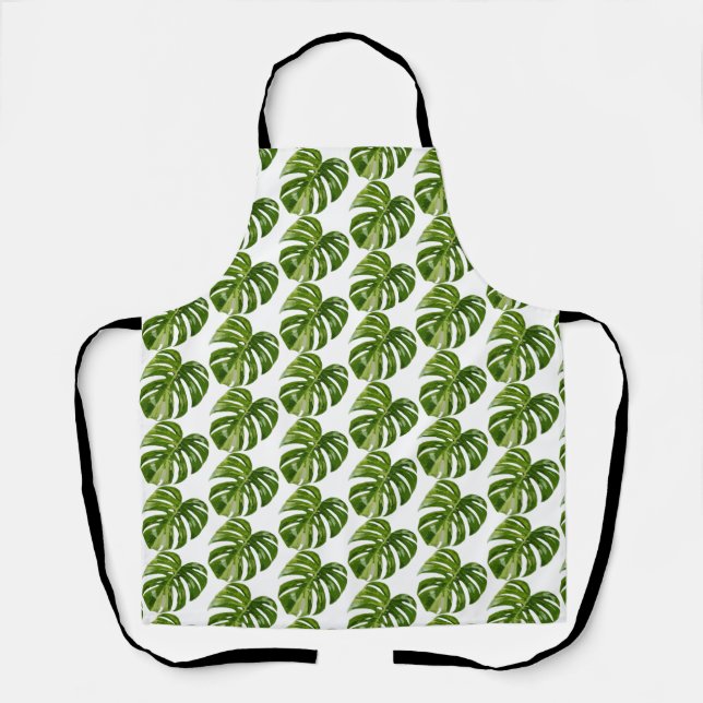 Tablier Monstera Albo Gardening Apron  Rare Houseplant Art (Recto)