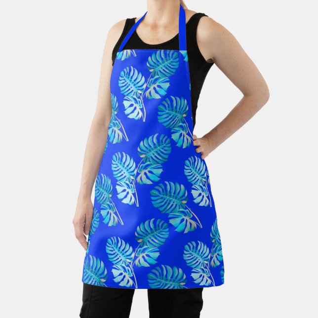 Tablier Monstera Brise Bleu Cobalt (Insitu)