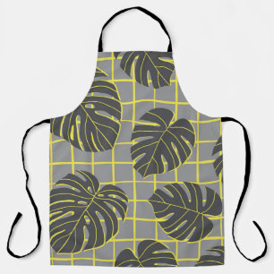 Tablier Monstera Feuilles : Jaune-Gris moderne Abstrait