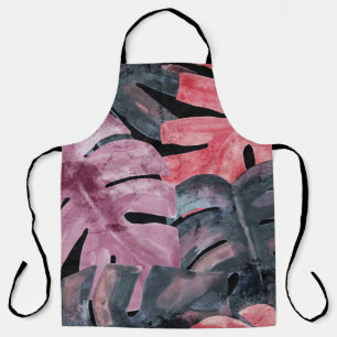 Tablier Monstère monochrome : Aquarelle Motif tropical.