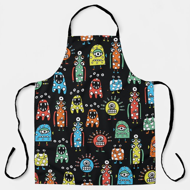 Tablier Monstres Aliens : Mignonne Vintage sans couture (Recto)