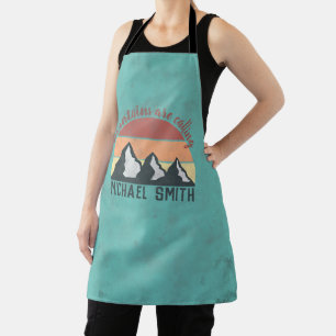 Tablier Montagnes pastel vintage appellent monogramme