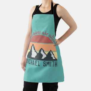 Tablier Montagnes pastel vintage appellent monogramme ciel