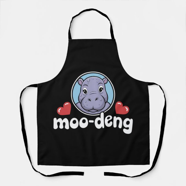 Tablier Moo Deng Bouncy Pig en image thaï bébé hippopotame (Recto)
