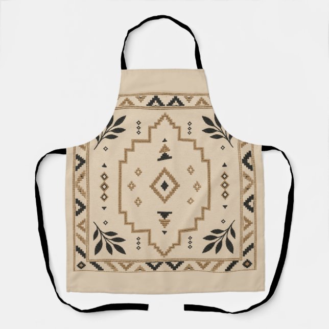 Tablier Moroccan Geometric Boho Beige Apron (Recto)