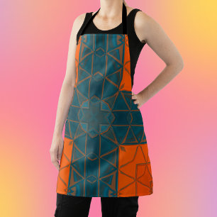 Tablier Mosaic Kaleidoscope Carré orange et bleu