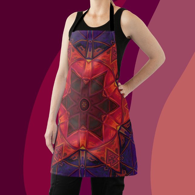 Tablier Mosaic Kaleidoscope Fleur rouge et violet (Créateur téléchargé)