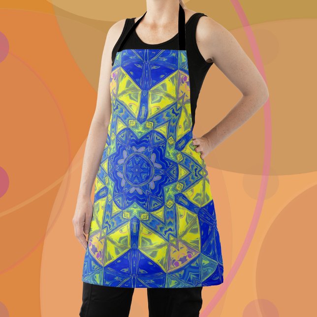 Tablier Mosaic Mandala bleu et jaune (Créateur téléchargé)