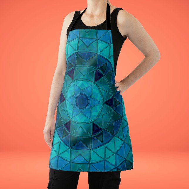 Tablier Mosaic Mandala Flower Blue (Créateur téléchargé)