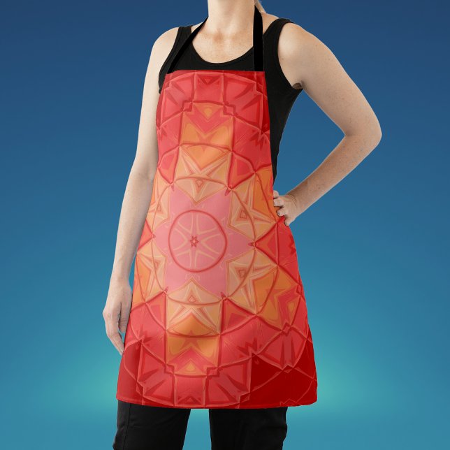 Tablier Mosaic Mandala Flower rouge et orange (Créateur téléchargé)