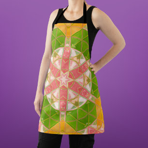 Tablier Mosaic Mandala Orange vert et rose
