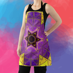 Tablier Mosaic Mandala violet et jaune
