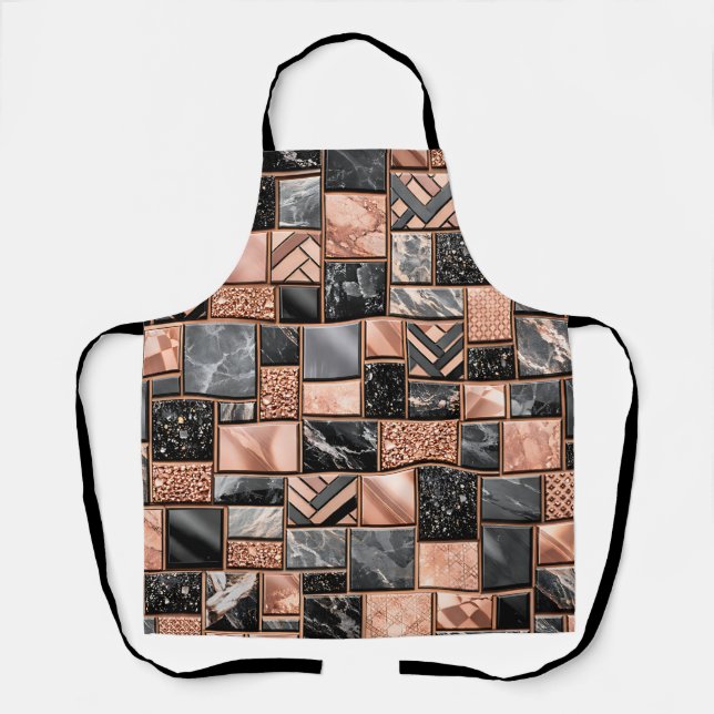 Tablier Mosaïque Marbre Noir Or Rose (Recto)