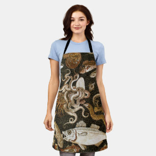 Tablier Mosaïque romaine antique Pompéi Sea Life Mosaïque