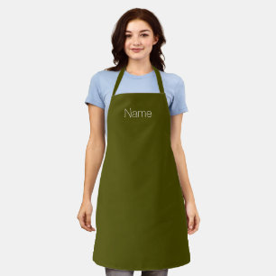 Tablier Moss d'olive personnalisé nom vert monogramme min