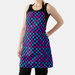 Tablier Motif à carreaux bleu violet et noir 