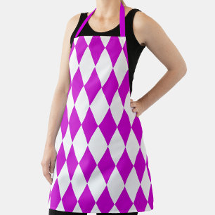 Tablier Motif à carreaux en diamants Harlequin blanc viole