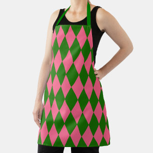 Tablier Motif à carreaux Harlequin vert rose