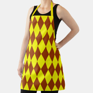 Tablier Motif à carreaux jaune marron arlequin