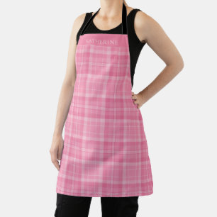 Tablier Motif à carreaux rose pastel doux personnalisable