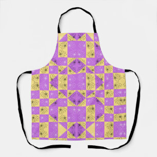 Tablier Motif à carreaux sans couture Fleur d'or violet