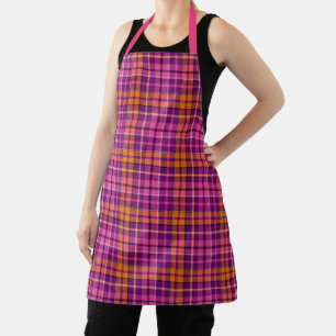 Tablier Motif à carreaux Tartan Orange Rose Violet