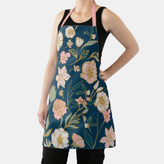 Tablier Motif à fleurs bleu rose