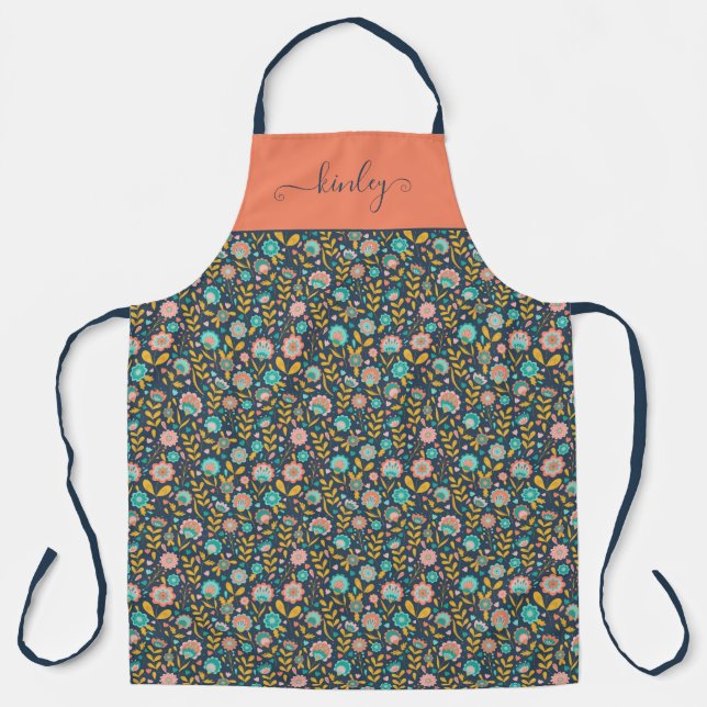 Tablier Motif à fleurs d'art populaire (Recto)